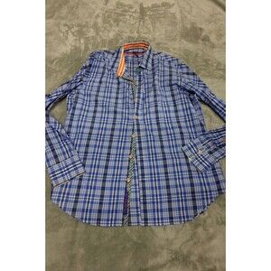 Robert Graham Men's Large Blue Gingham Long‎ Sleeve X Collection Shirt